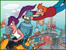 Leela, Bender et Fry sont les personnages principaux de Futurama